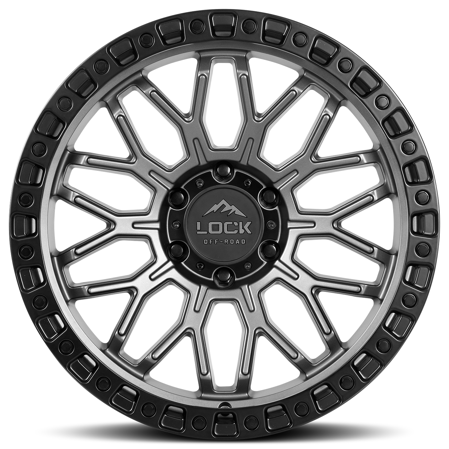 20x9 Lock Off-Road Combat Matte Grey With Matte Black Ring Wheel 6x5.5 (0mm)