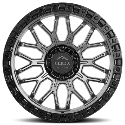 20x9 Lock Off-Road Combat Matte Grey With Matte Black Ring Wheel 6x5.5 (0mm)