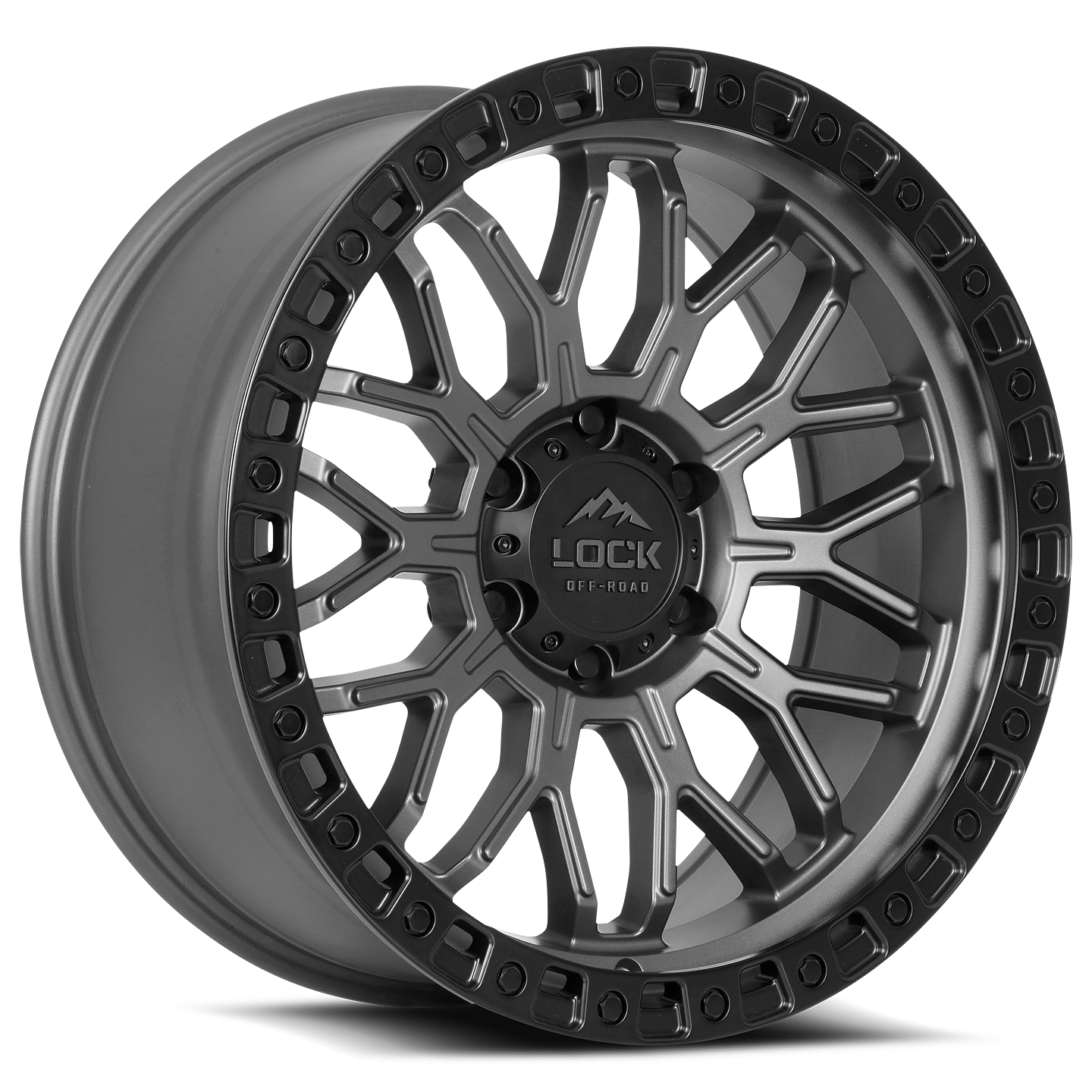 20x9 Lock Off-Road Combat Matte Grey With Matte Black Ring Wheel 6x5.5 (0mm)