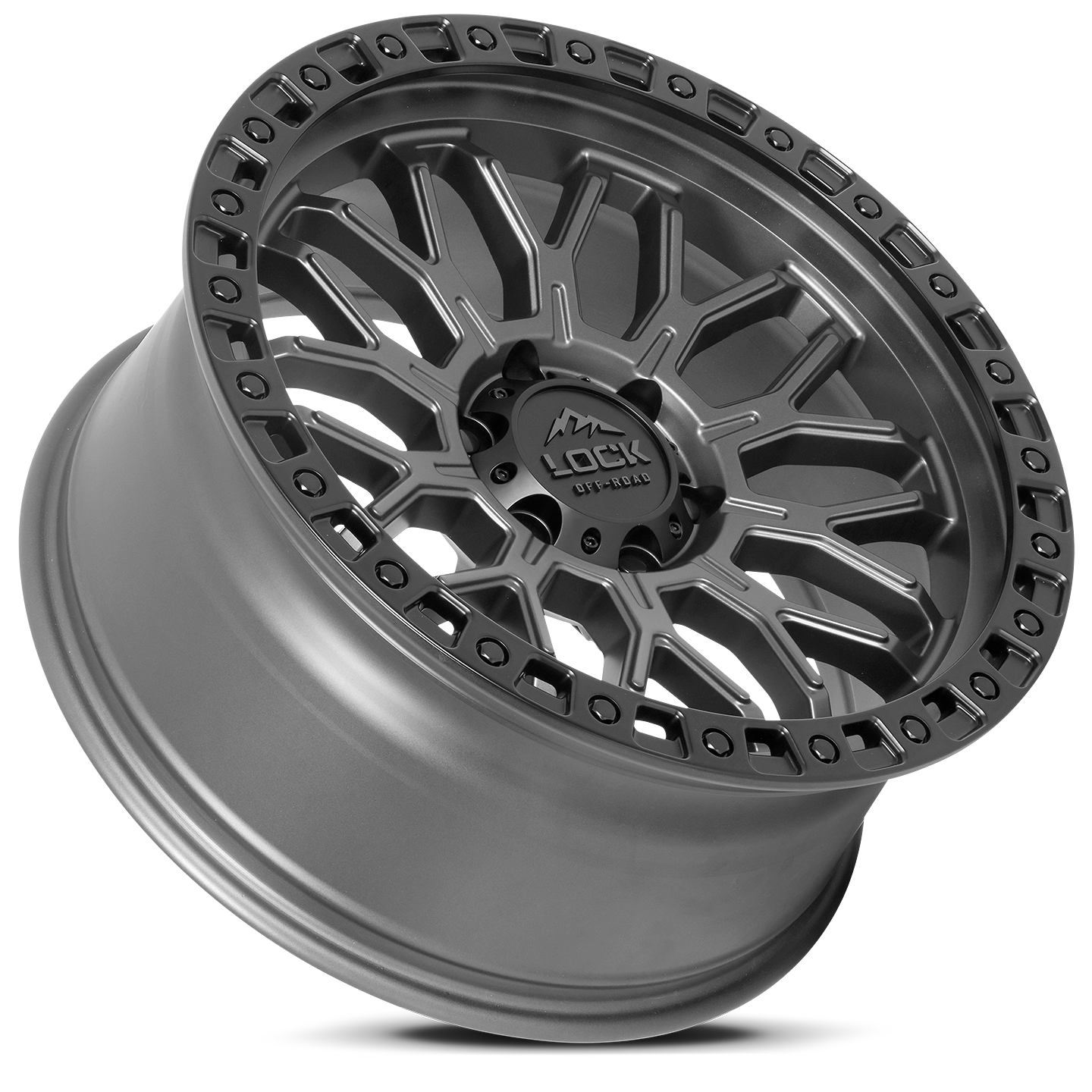 20x9 Lock Off-Road Combat Matte Grey With Matte Black Ring Wheel 6x5.5 (0mm)
