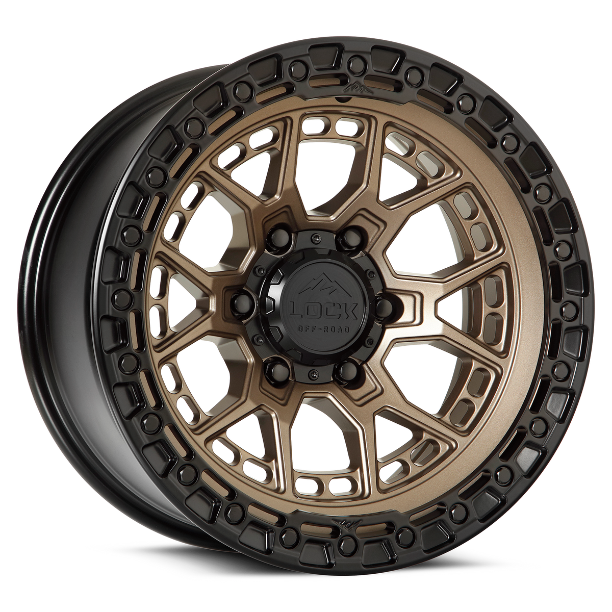 20x10 Lock Commando Matte Bronze W/ Matte Black Ring Wheel 8x6.5 (-18mm)