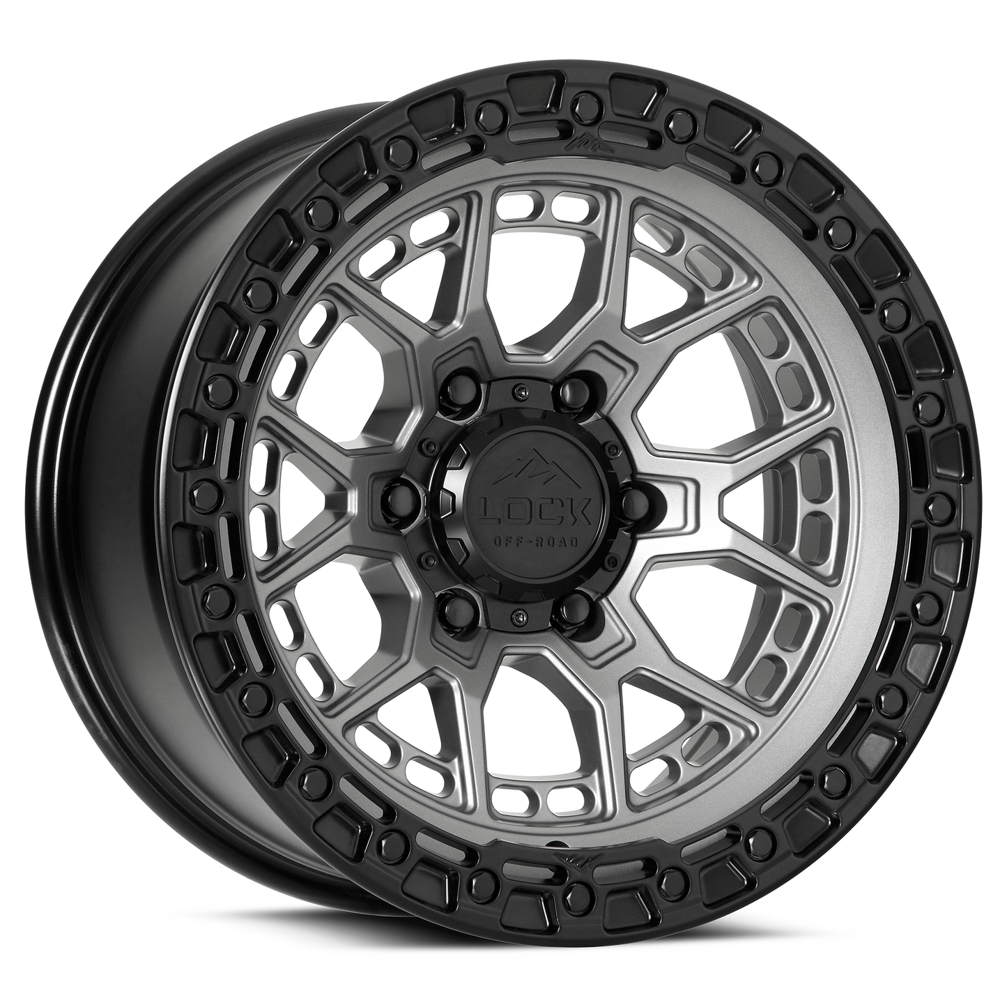 17x9 Lock Off-Road Commando Matte Grey With Matte Black Ring Wheel 5x5 (-12mm)