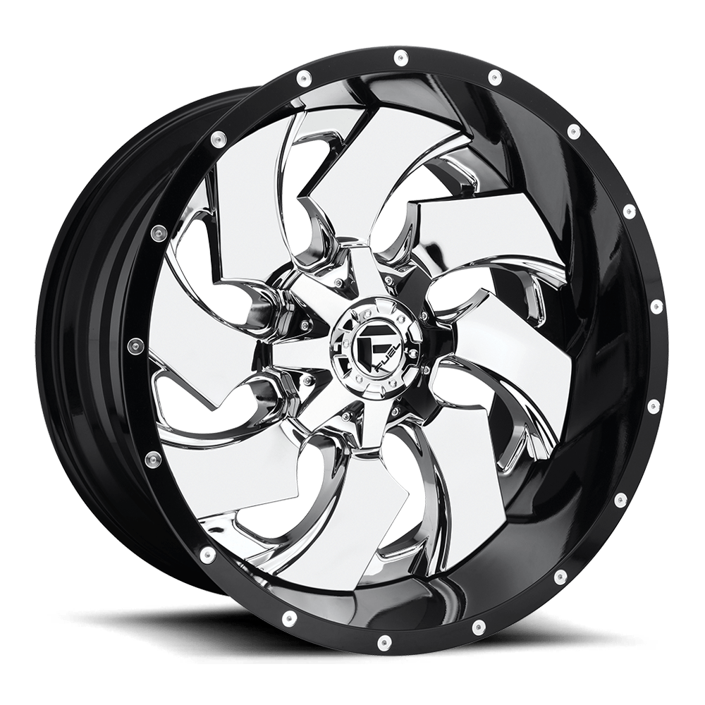 22x10 Fuel D240 Cleaver Chrome W/Black Lip Wheel 5x4.5/5x5 (-13mm)