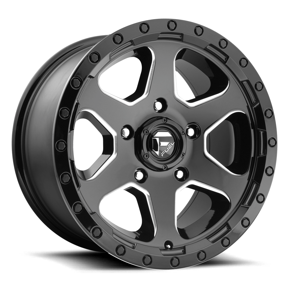 17x9 Fuel D590 Ripper Gloss Black & Milled Wheel 5x5 (-12mm)