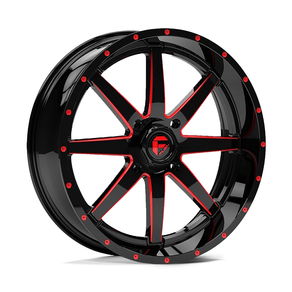 20x7 Fuel UTV D650 MAVERICK UTV Gloss Blk Milled W/ Red Tint Wheel 4x156 (13mm)