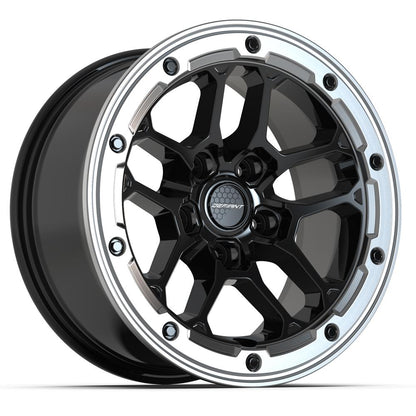 17x8 DEFIANT DF01 Gloss Black with Milled Ring Wheel 5x5 (12mm)