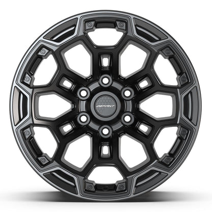 18x9 DEFIANT DF03 Satin Black with Dark Satin Charcoal Wheel 6x5.5 (-12mm)