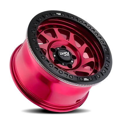 17x9 Dirty Life 9313 Enigma Race Crimson Candy Red BEADLOCK Wheel 6x5.5 (-12mm)