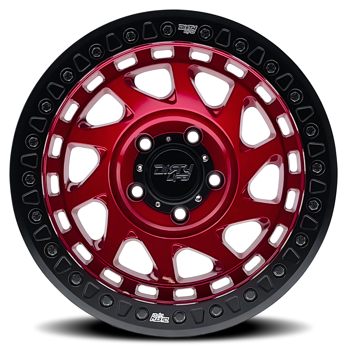 17x9 Dirty Life 9313 Enigma Race Crimson Candy Red BEADLOCK Wheel 6x5.5 (-12mm)