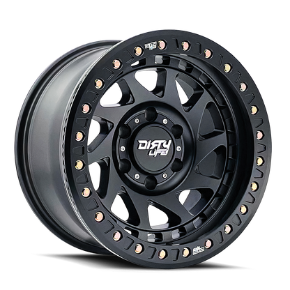 17x9 Dirty Life 9313 Enigma Race Matte Black BEADLOCK Wheel 8x170 (-12mm)