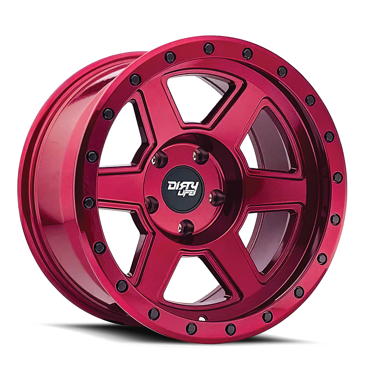 17x9 Dirty Life 9315 Compound Gloss Crimson Candy Red Wheel 6x5.5 (-12mm)
