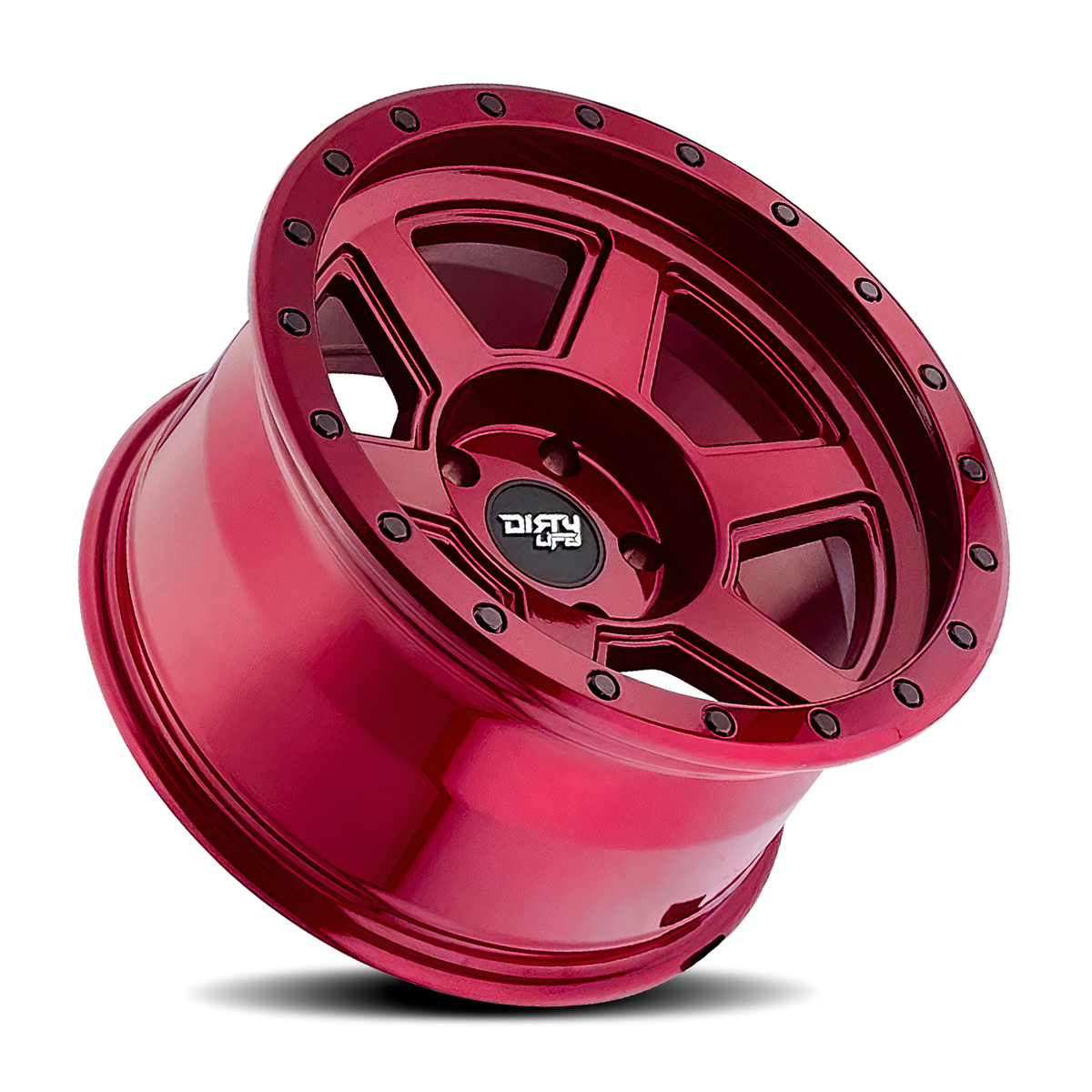17x9 Dirty Life 9315 Compound Gloss Crimson Candy Red Wheel 6x135 (-12mm)