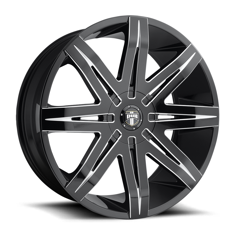 22x9.5 DUB S227 STACKS GLOSS BLACK MILLED Wheel 5x4.5/5x120 (33mm)