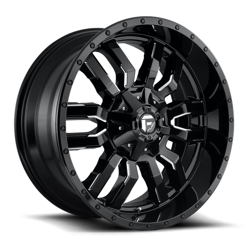 20x10 Fuel D595 Sledge Gloss Black & Milled Wheel 8x180 (-18mm)