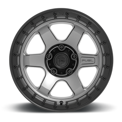 17x9 Fuel D752 BLOCK Matte Gunmetal With Black Ring Wheel 5x5 (-12mm)