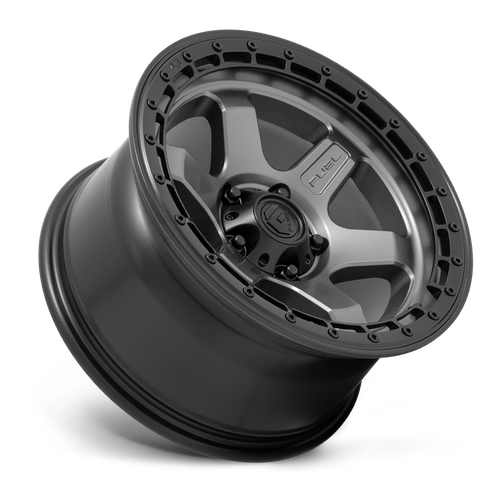 17x9 Fuel D752 BLOCK Matte Gunmetal With Black Ring Wheel 5x5 (-12mm)