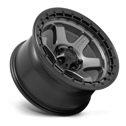 17x9 Fuel D752 BLOCK Matte Gunmetal With Black Ring Wheel 5x5 (-12mm)