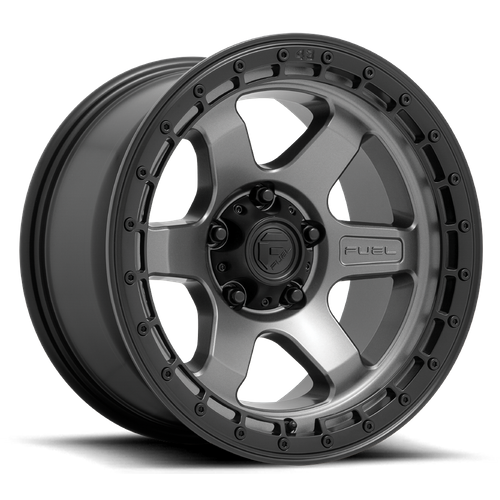 17x9 Fuel D752 BLOCK Matte Gunmetal With Black Ring Wheel 5x5 (-12mm)