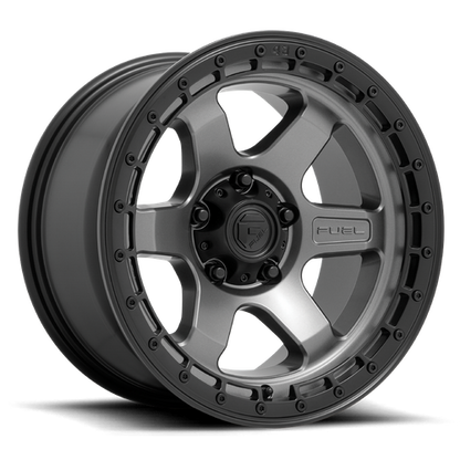 17x9 Fuel D752 BLOCK Matte Gunmetal With Black Ring Wheel 5x5 (-12mm)