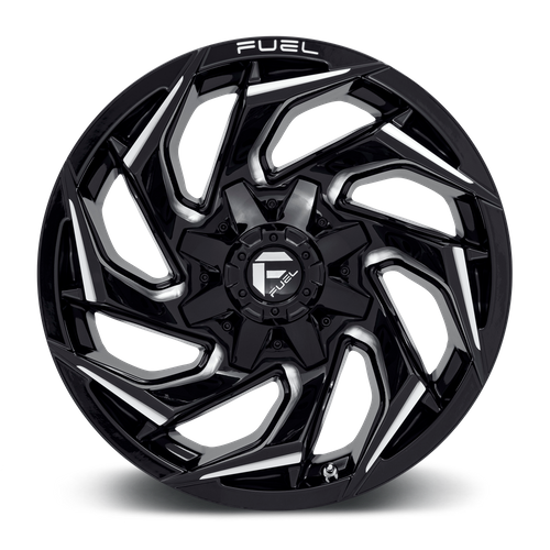 18x9 Fuel D753 REACTION Gloss Black Milled Wheel 8x180 (1mm)