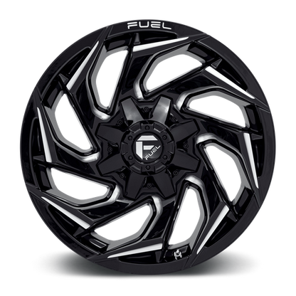 18x9 Fuel D753 REACTION Gloss Black Milled Wheel 8x180 (1mm)