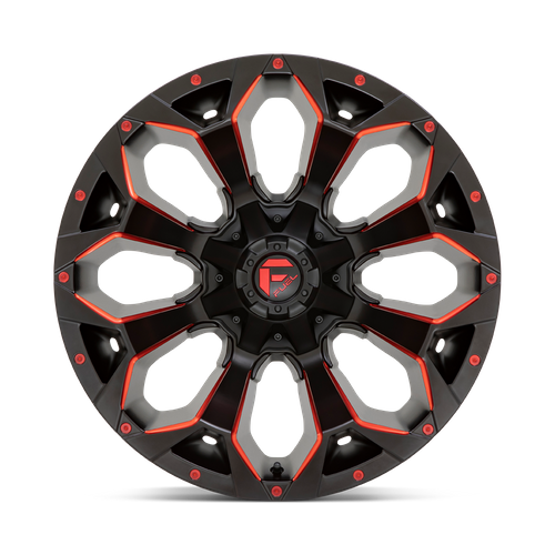 17x8.5 Fuel D787 ASSAULT Matte Black Red Milled Wheel 6x120 (14mm)