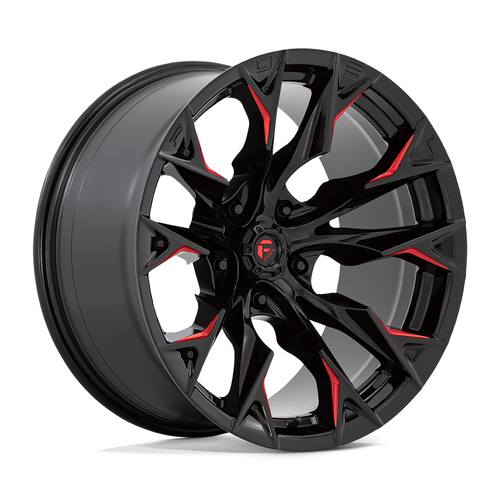 20x10 Fuel D823 Flame Gloss Black Milled W/ Candy Red Wheel 5x5 (-18mm)
