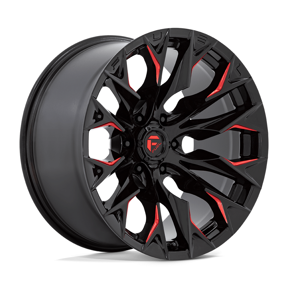 24x12 Fuel D823 Flame Gloss Black Milled W/ Candy Red Wheel 5x5 (-44mm)