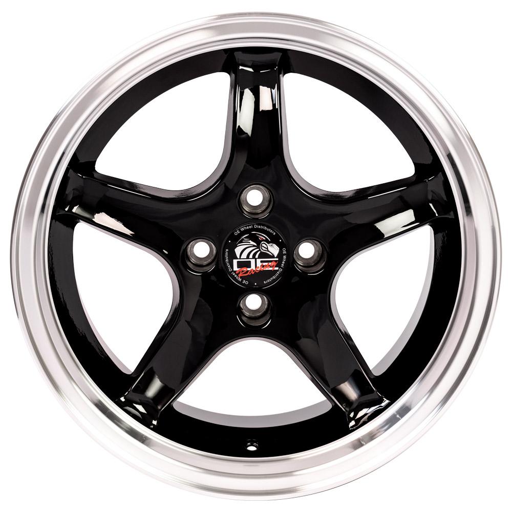 17x9 OE Wheels FR04A Black with Machined Lip Wheel 4x108 (20mm)