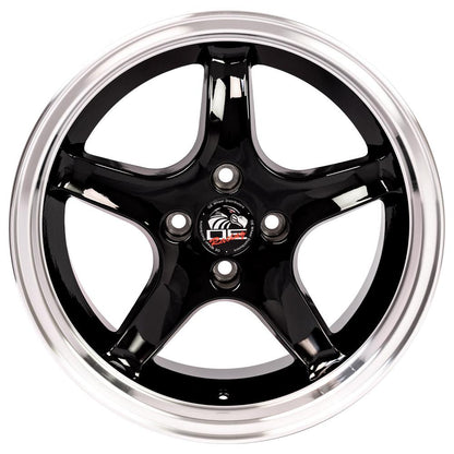 17x9 OE Wheels FR04A Black with Machined Lip Wheel 4x108 (20mm)