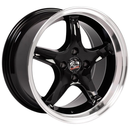 17x9 OE Wheels FR04A Black with Machined Lip Wheel 4x108 (20mm)