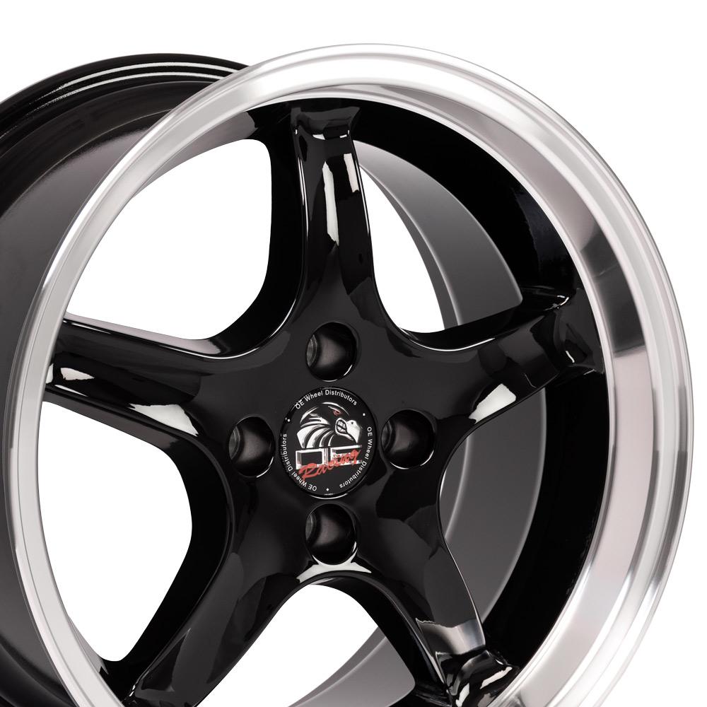 17x9 OE Wheels FR04A Black with Machined Lip Wheel 4x108 (20mm)