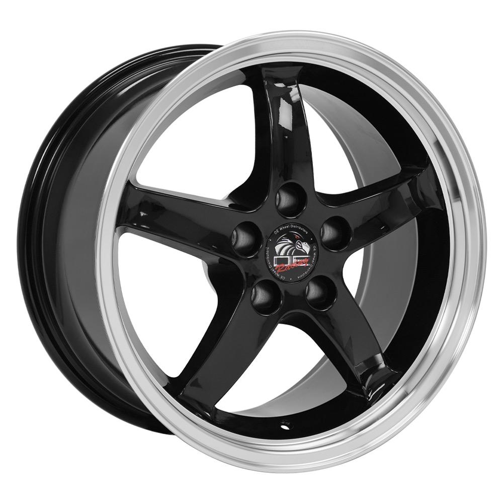 17x9 OE Wheels FR04B Black with Machined Lip Wheel 5x4.5 (24mm)