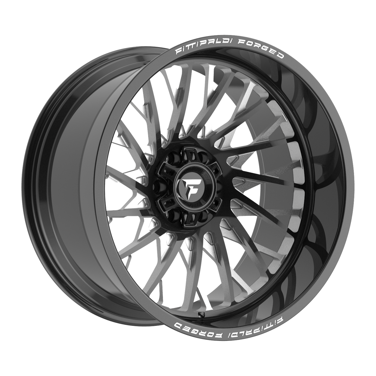 24x12 Fittipaldi FTF501BM Gloss Black Mill RIGHT DIRECTIONAL Wheel 8x6.5 (-44mm)