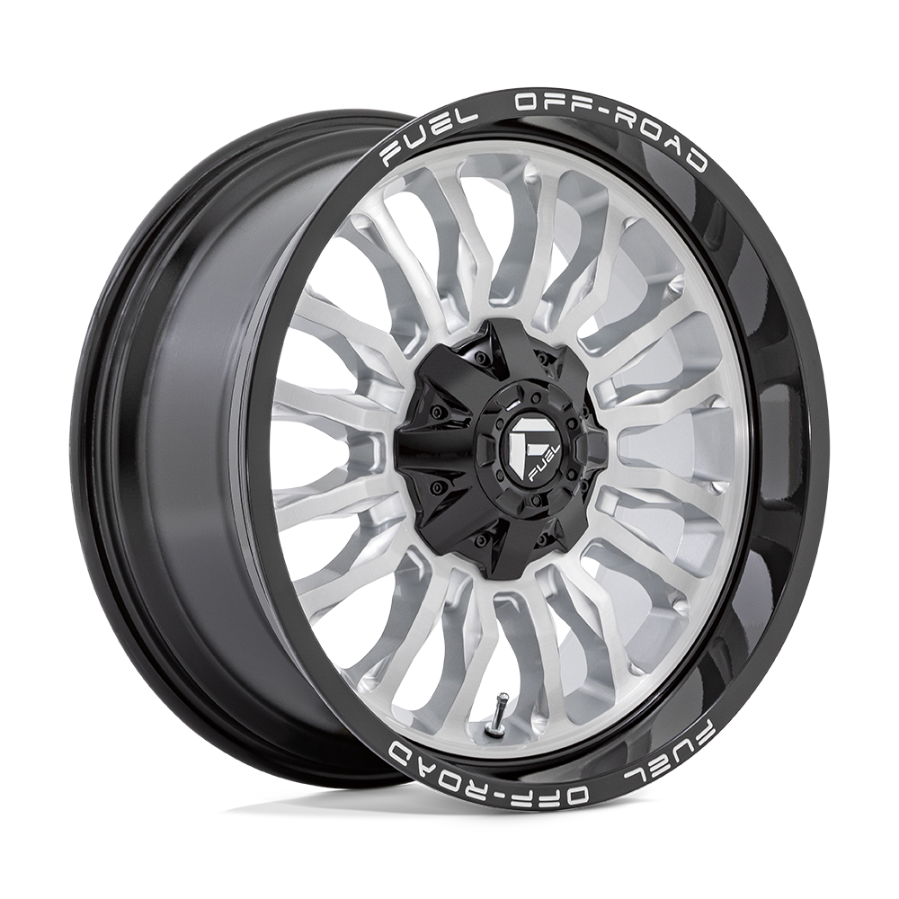 22x12 Fuel D798 Arc Silver Brush Face Black Lip Wheel 5x4.5/5x5 (-44mm)