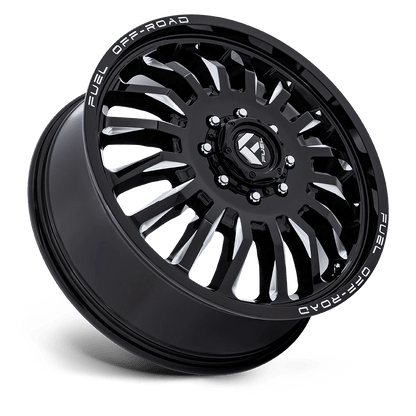 22x8.25 Fuel D868 Arc Gloss Black Milled DUALLY FRONT Wheel 8x200 (104mm)