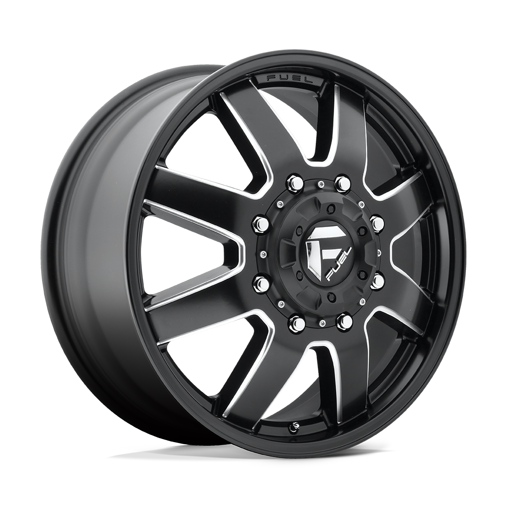 22x8.25 Fuel D538 Maverick DUALLY Front Black & Milled Wheel 8x170 (105mm)