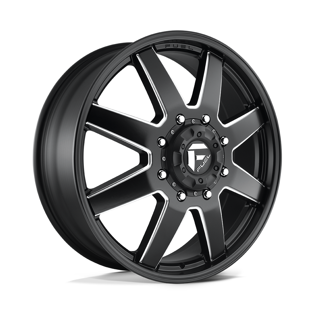 24x8.25 Fuel D538 Maverick DUALLY Front Black & Milled Wheel 8x210 (105mm)