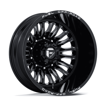 22x8.25 Fuel D868 Arc Gloss Black Milled DUALLY REAR Wheel 10x225 (-201mm)