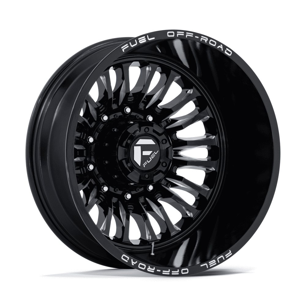22x8.25 Fuel D868 Arc Gloss Black Milled DUALLY REAR Wheel 10x225 (-201mm)