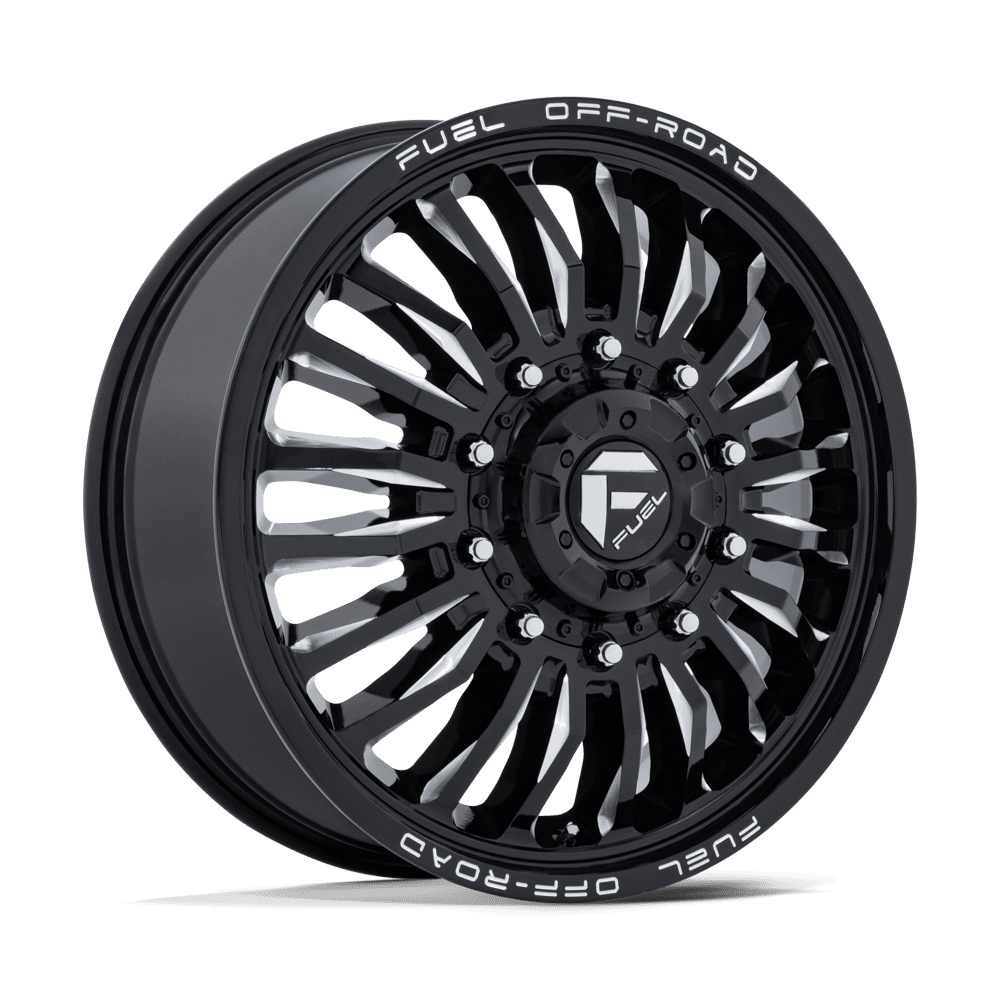 22x8.25 Fuel D868 Arc Gloss Black Milled DUALLY FRONT Wheel 10x225 (104mm)