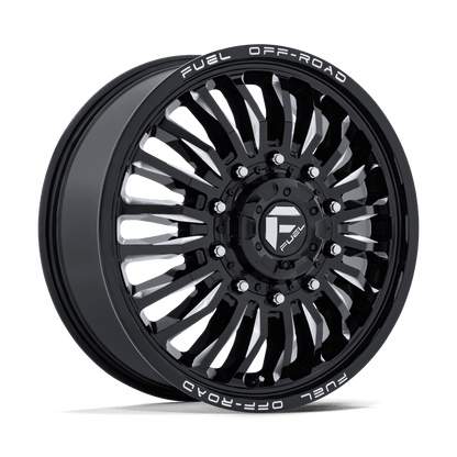 22x8.25 Fuel D868 Arc Gloss Black Milled DUALLY FRONT Wheel 10x225 (104mm)