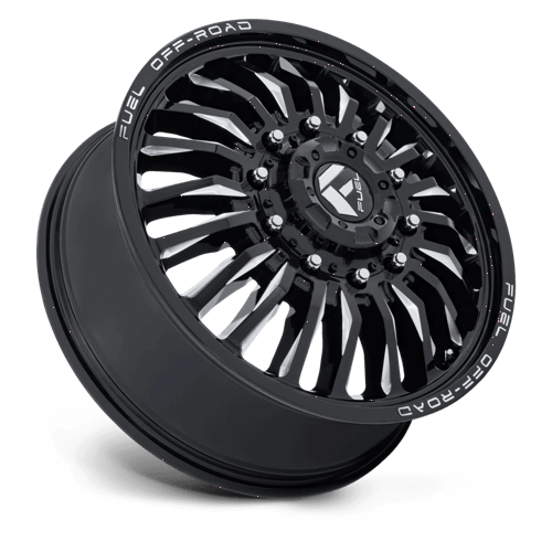 22x8.25 Fuel D868 Arc Gloss Black Milled DUALLY FRONT Wheel 10x225 (104mm)
