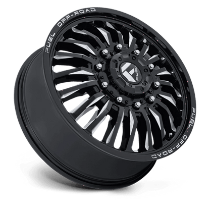 22x8.25 Fuel D868 Arc Gloss Black Milled DUALLY FRONT Wheel 10x225 (104mm)