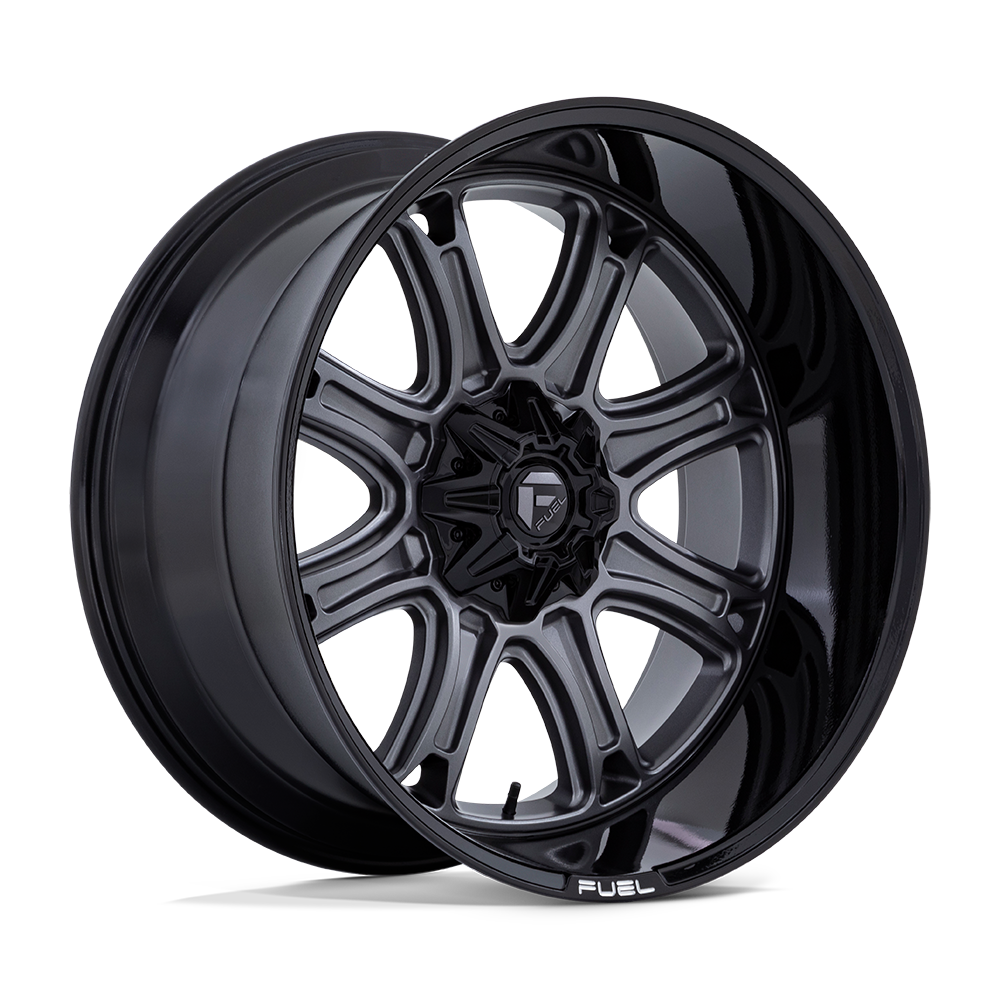 22x9 Fuel Darkstar Matte Gunmetal With Black Lip Wheel 8x180 (1mm)