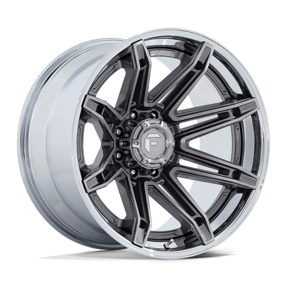 22x12 Fuel FC401 Brawl Platinum With Chrome Lip Wheel 8x6.5 (-44mm)