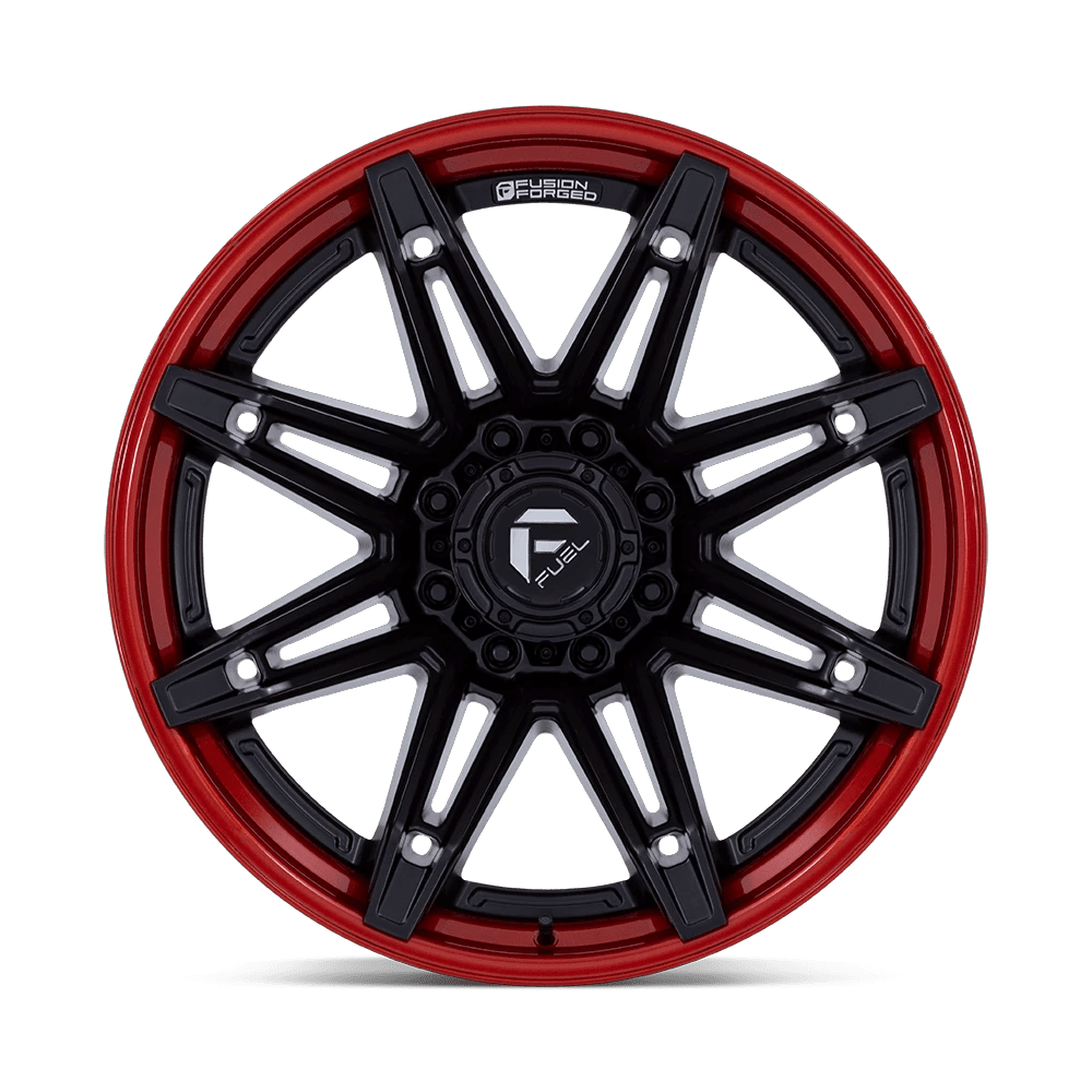 24x12 Fuel FC401 Brawl Matte Black With Candy Red Lip Wheel 8x180 (-44mm)