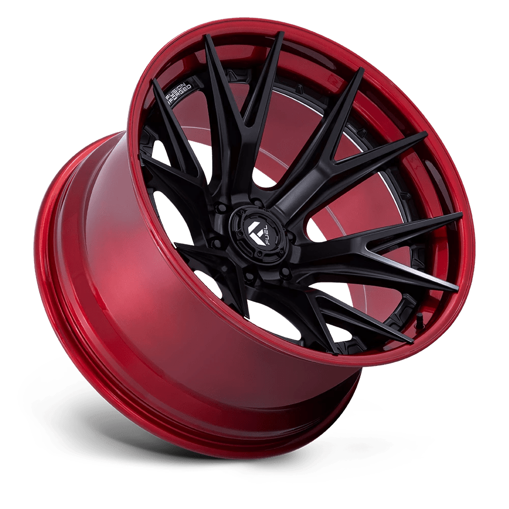 24x12 Fuel FC402 Catalyst Matte Black With Candy Red Lip Wheel 6x5.5 (-44mm)