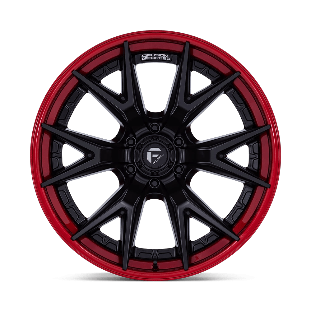 22x10 Fuel FC402 Catalyst Matte Black With Candy Red Lip Wheel 8x180 (-18mm)