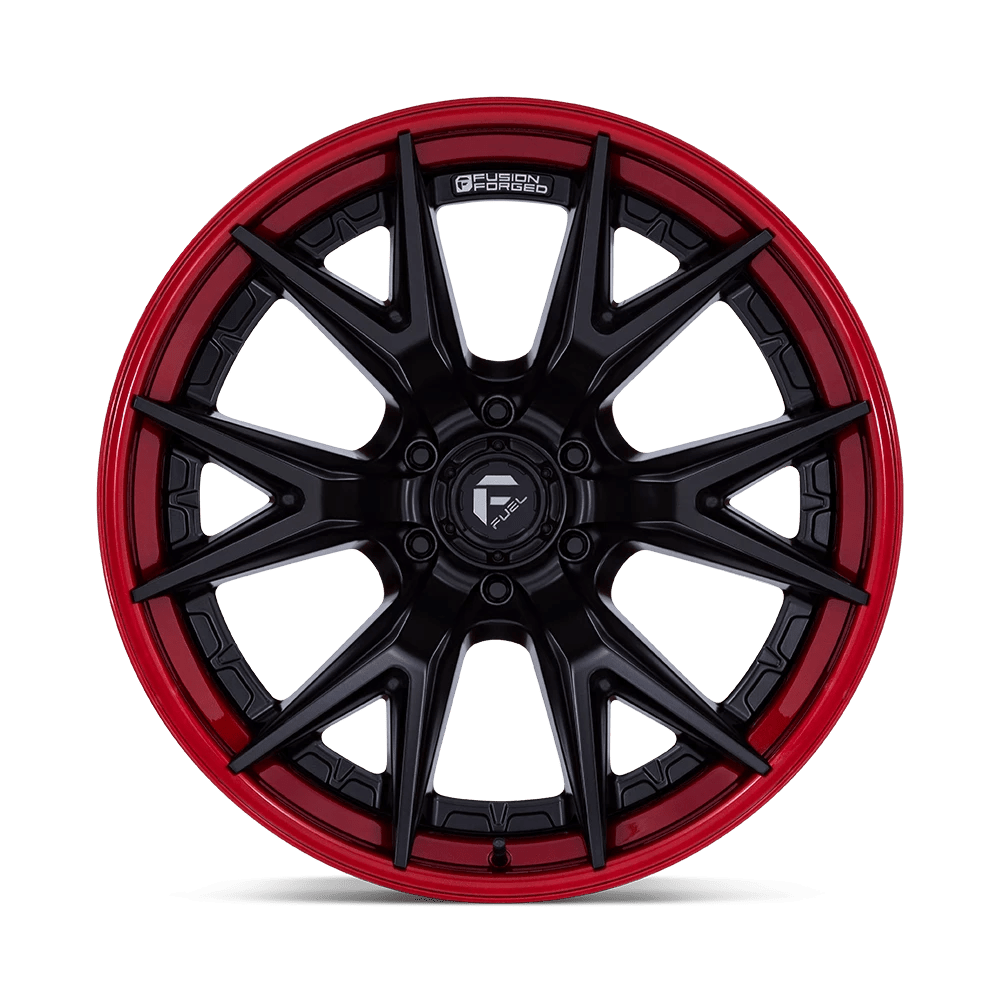 20x9 Fuel FC402 Catalyst Matte Black With Candy Red Lip Wheel 8x180 (1mm)